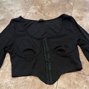 Shein black long sleeve corset crop top